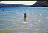 SmugMug > all-time keyword > baraboo > Susan going into lake at Baraboo, May 15 1955